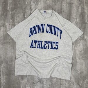 Vintage Russell Athletics Brown County Athletics T-Shirt Men's Large Gray Gym